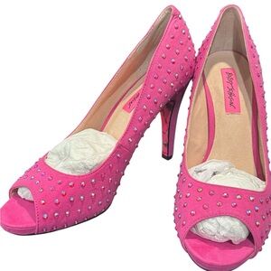 NEW Betsey Johnson Carrie Hot Pink Rhinestone Pumps